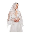 Princess Bride Lace Mantilla Veil Vintage Floral Lace Scarf Triangle White-1