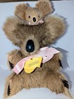 Vtg Koala Real Fur Plush   Baby  Australia X2 70s Teddy Bear Orig Tag Kangaroo    