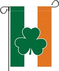 Burlap Double Sided Irish Flag With Shamrock Polyester Garden Flag Banner 12    