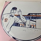 Vintage Union 76 Gasoline Sign - Porcelain Gas Oil Thank You Service Pump Sign