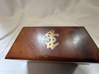 Mini Nautical Wooden Trinket Box Brass Anchor Inlay Felt Lined