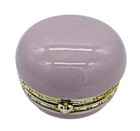 Vintage Lilac Ceramic Trinket Box Gold Ormolu Heart Clasp Hinged Jewelry