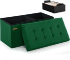 Compact Green Linen Ottoman With Removable Storage Bin  31 5  For Stylish Spaces