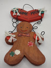 Vintage Home Made Wooden Gingerbread Man Christmas Tree Holiday Ornament 6 5 