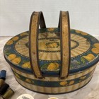 Vtg Tindeco Oval Container Sewing Tin With Supplies Included Handle Estate Find 