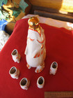 Vodka Shot Cup carafe Set Fish Shape Old Ussr Porcelain Rare Coloring  Gilding m