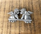 Vintage Signed Jj Jonette Kissing Angels Pewter Brooch Jonette Pin Angel Jewelry