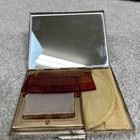 Vintage Gold Tone Makeup Compact vanity Minaudi  re Comb Mirror 1950   s Jewelry