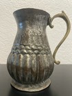 Antique Hand Hammered Tinned Copper Patina Engraved Egyptian Pitcher Vintage