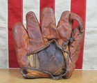 Vintage 1930s Baseball Glove Leather Split Finger Fielders Mitt Crescent Palm