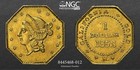 1853 G 1 California Fractional Gold   Bg-530 Ngc Ms62   Better Period One