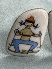 Vintage Mid Century Enamel Female Skier Cufflinks