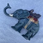 Vintage Cast Iron Elephant Bank Figural Trunk Up Coin Bank 8  Long Collectible
