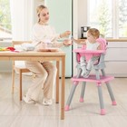 8-in-1 Baby High Chair Convertible Dining Booster Seat W  Removable Tray Pink