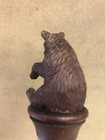 Vintage Black Forest Wood Carved Bear Bottle Stopper Sit Up Begging Barware 4  
