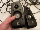 Pair Of  Logitech Speakers Blue And Gray Hookup