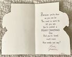 Vintage Christmas Lamb Sheep Pine Holly Red Bow Greeting Card 1960s 1970s