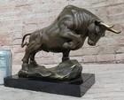 Bronze Marble Sculpture Large Statue Large Bull Hot Cast Stock Market Artwork
