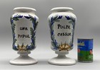 C  1850 Large Pair Italian Delft Faience Apothecary Pharmacy Albarello Drug Jars