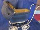 Wicker Doll Baby Carriage Buggy Stroller Pram Victorian Canopy Vintage Antique