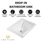 23 l X 18 w White Drop-in Bathroom Sink With Single Faucet Hole   Front Overflow