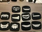 Cartoon Face Mask Cover Funny Unisex Teeth Mouth Black Cotton Printed Washable