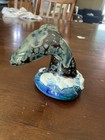 Vintage Studio Art Whale Tail Sculpture Blue Drip Glaze Ocean Coastal Beachy