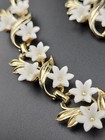 Vintage 50s 60s White Lucite Flower Goldtone Necklace Bracelet Jewelry Set Retro