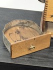 Large Primitive Antique Dovetail Corners Cast Iron Handle Wooden Coffee Grinder 
