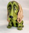 Vintage Japan 60 s 70 s Pink   Green Sad Hound Dog Puppy Retro Paint Collegiate 
