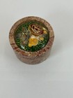Vintage Round Stone Jewelry   Trinket Box No Chips Or Cracks