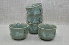 Green Celadon Saki Cups   Tea Cup Set Of 5 Hand-painted Cranes  porcelain Korean
