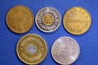 5 South Carolina Parking Tokens - Charleston columbia newberry beaufort anderson