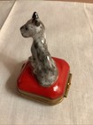 Vintage Limoges France Peint Mein Porcelain Black And White Dog Trinket Box