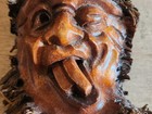 Tribal Face Mask Beard Gnarley Eyes Teeth Carved Wood Vintage Wall Decor Art