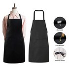 1pcs Black Bib Aprons Unisex Commercial Apron W  Pockets For Kitchen Restaurant