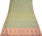 Sushila Vintage Green Dual Tone Saree Pure Silk Zari Woven Sari Craft Fabric