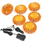 6pc Rechargeable Led Safety Flare Emergency Warning Disc Light Roadside Beacon