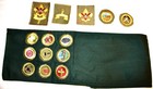 Vintage 1950s Boy Scout Sash 14 Merit Badges Dark Green 9 Sewn 5 Loose Patches