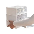 Set Of 3 Stackable Storage Drawers  White Plastic Desk Storage Boxes For Dres   