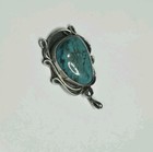 Vintage Navajo Style Sterling Silver Turquoise Pendant Southwestern Ornate   
