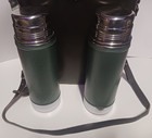 Vintage 1970 s Aladdin Double Stanley Thermos Picnic Set lunch Box W case