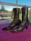 Antique1900s Boots Victorianedwardian Womans Black Leather High Top Lace Up 6 5 