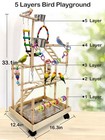 5 Layers Large Bird Playstand With Wheel  Natural Wood Parrot Playground  Par
