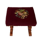 Antique Victorian Flowers Needlepoint Footstool Rocking Ottoman Vintage - Rare  