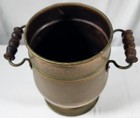 Vintage Primitive Copper Bucket pale With Wooden Handles 8 5 x5 