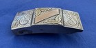 Vintage Old Western Mexico Signed 925 Sterling Silver   10k Gold Belt Buckle