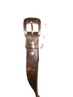 Vintage 90s Western Ranger Leather Belt Silver 3 Piece Buckle Set Snap On Vtg 34