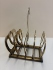 Vintage Brass Swan Toast Rack Letter Holder     Mid Century Modern Napkin Caddy