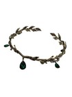 Emerald Dark Green Fairy Crown Tiara  Crystal Leaf Elf Accessory Fairycore